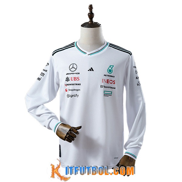 Manga Larga F1 Mercedes Benz Team Blanco/Negro 2025