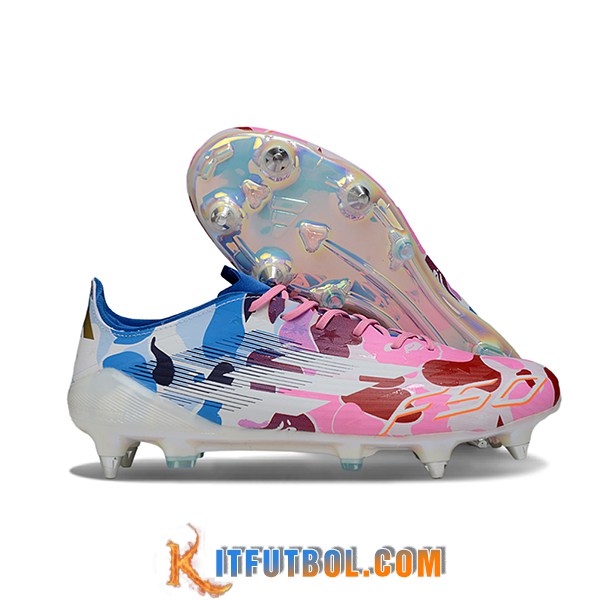 Adidas Botas De Fútbol F50 ELITE SG Azul/Rosa/Blanco