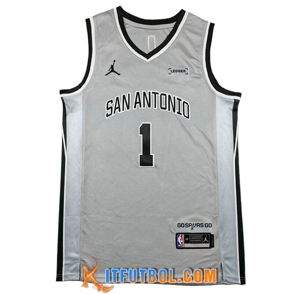 Camisetas NBA San Antonio Spurs (WEMBANYAMA #1) 2025/26 Gris/Negro