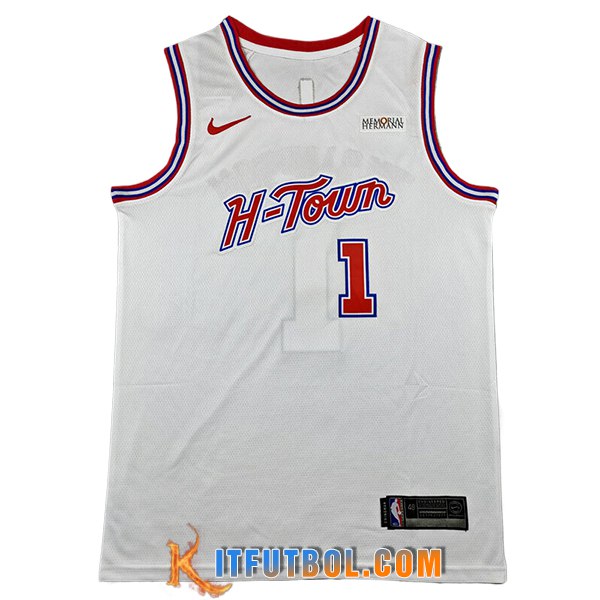 Camisetas NBA Houston Rockets (THOMPSON #1) 2025/26 Blanco/Rojo