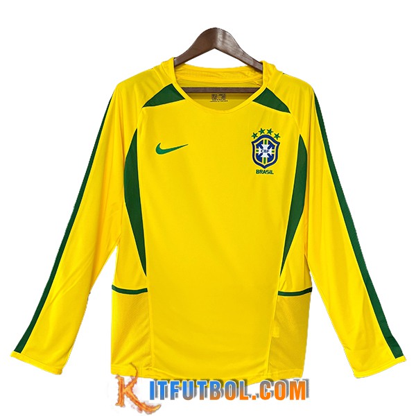 Camisetas De Futbol Brasil Retro Primera Manga Largas 2002
