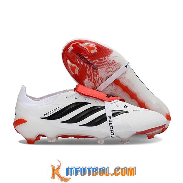 Adidas Botas De Fútbol 26 Predator Elite Tongue FG Blanco/Negro/Naranja