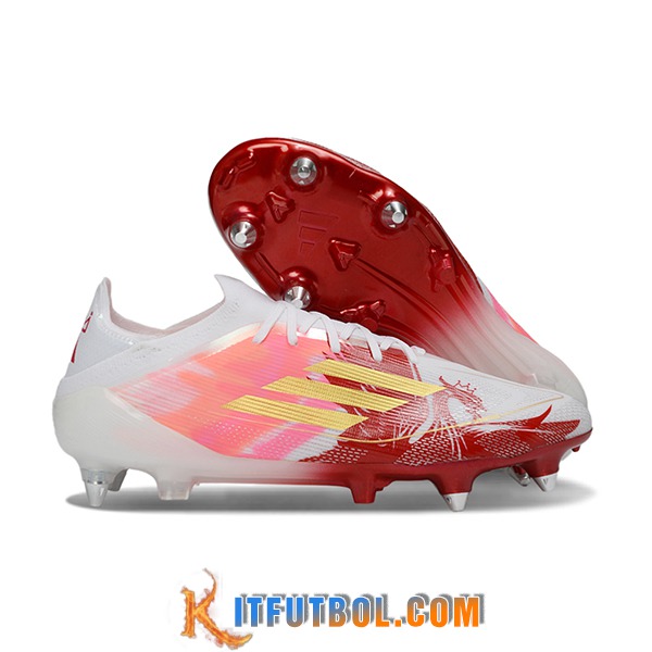 Adidas Botas De Fútbol F50 Elite Laceless SG Blanco/Rosa/Rojo