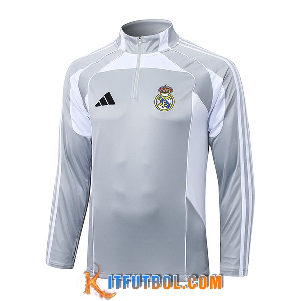 Sudadera De Entrenamiento Real Madrid Gris/Blanco 2025/2026
