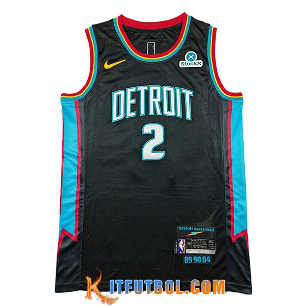 Camisetas NBA Detroit Pistons (CUNNINGHAM #2) 2025/26 Negro/Azul/Rojo