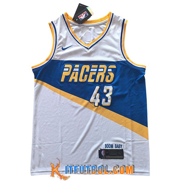 Camisetas NBA Indiana Pacers (SIAKAM #43) 2025/26 Blanco/Azul/Amarillo