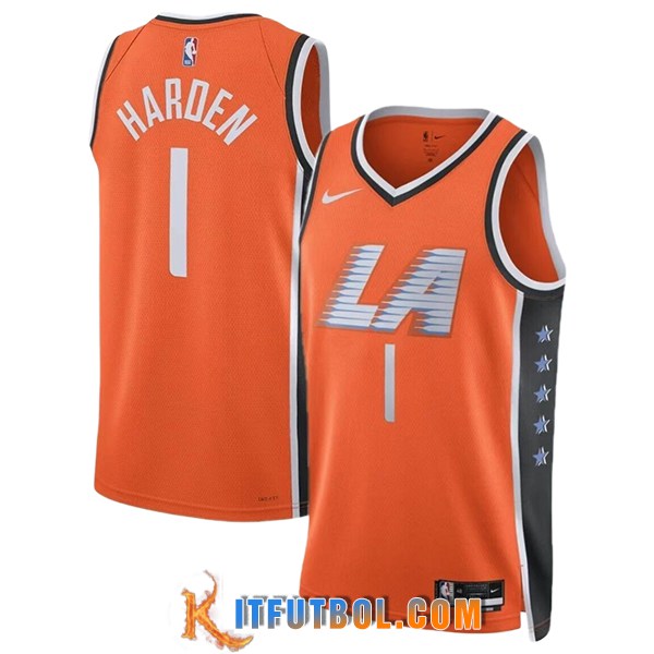 Camisetas NBA Los Angeles Clippers (HARDEN #1) 2025/26 Naranja/Negro