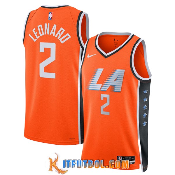 Camisetas NBA Los Angeles Clippers (LEONARD #2) 2025/26 Naranja/Negro