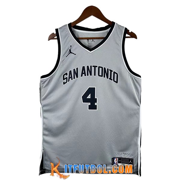 Camisetas NBA San Antonio Spurs (FOX #4) 2025/26 Gris/Negro