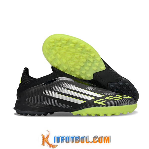 Adidas Botas De Fútbol F50 Pro Laceless TF Negro/Blanco/Verde