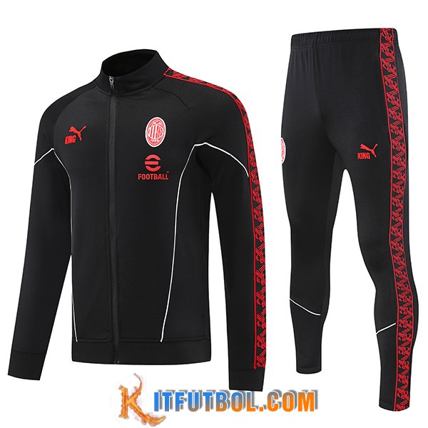 Chandal Equipos De Futbol Chaquetas AC Milan Negro/Rojo 2025/2026 -03